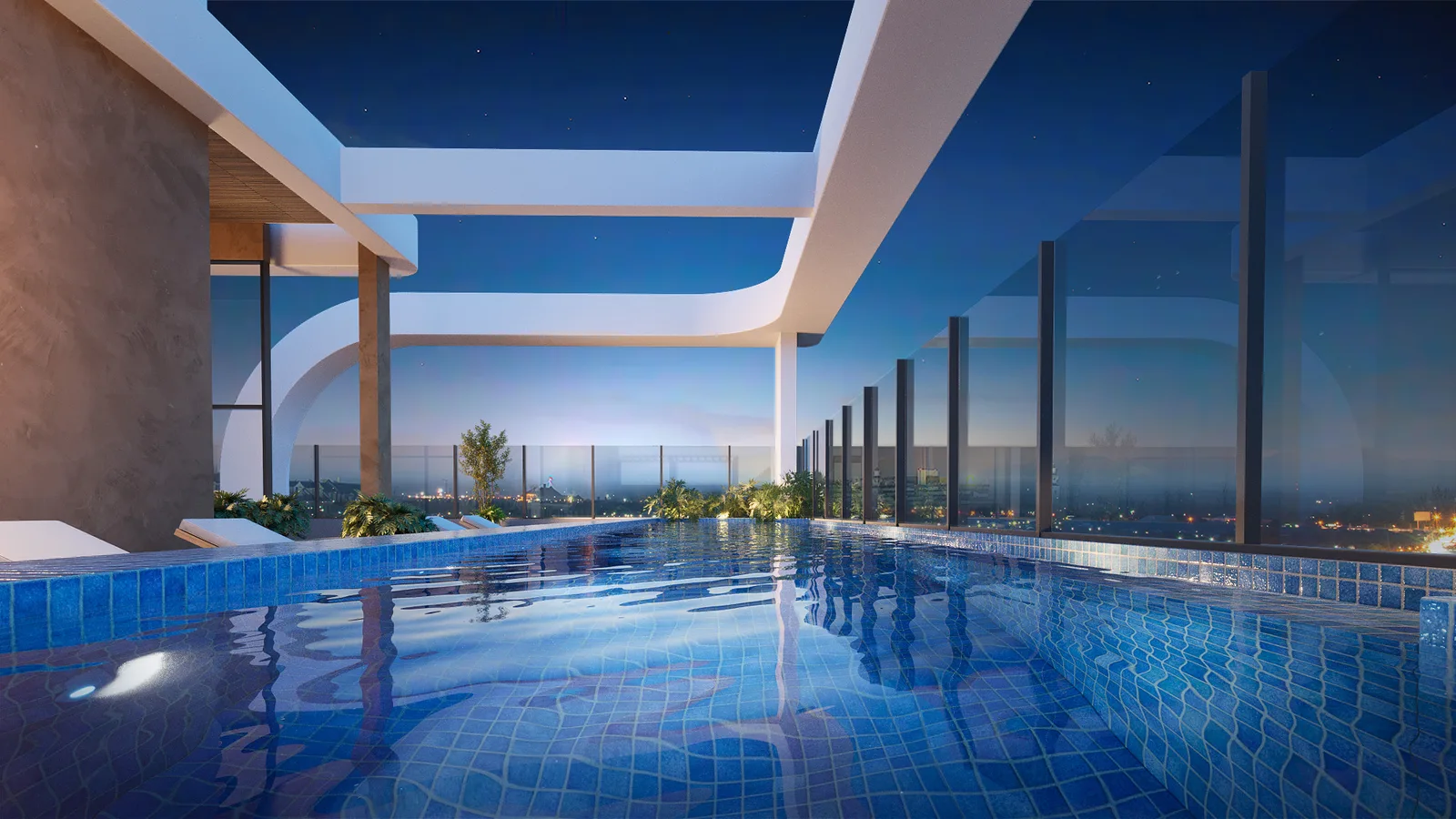 Piscina de borda infinita no rooftop