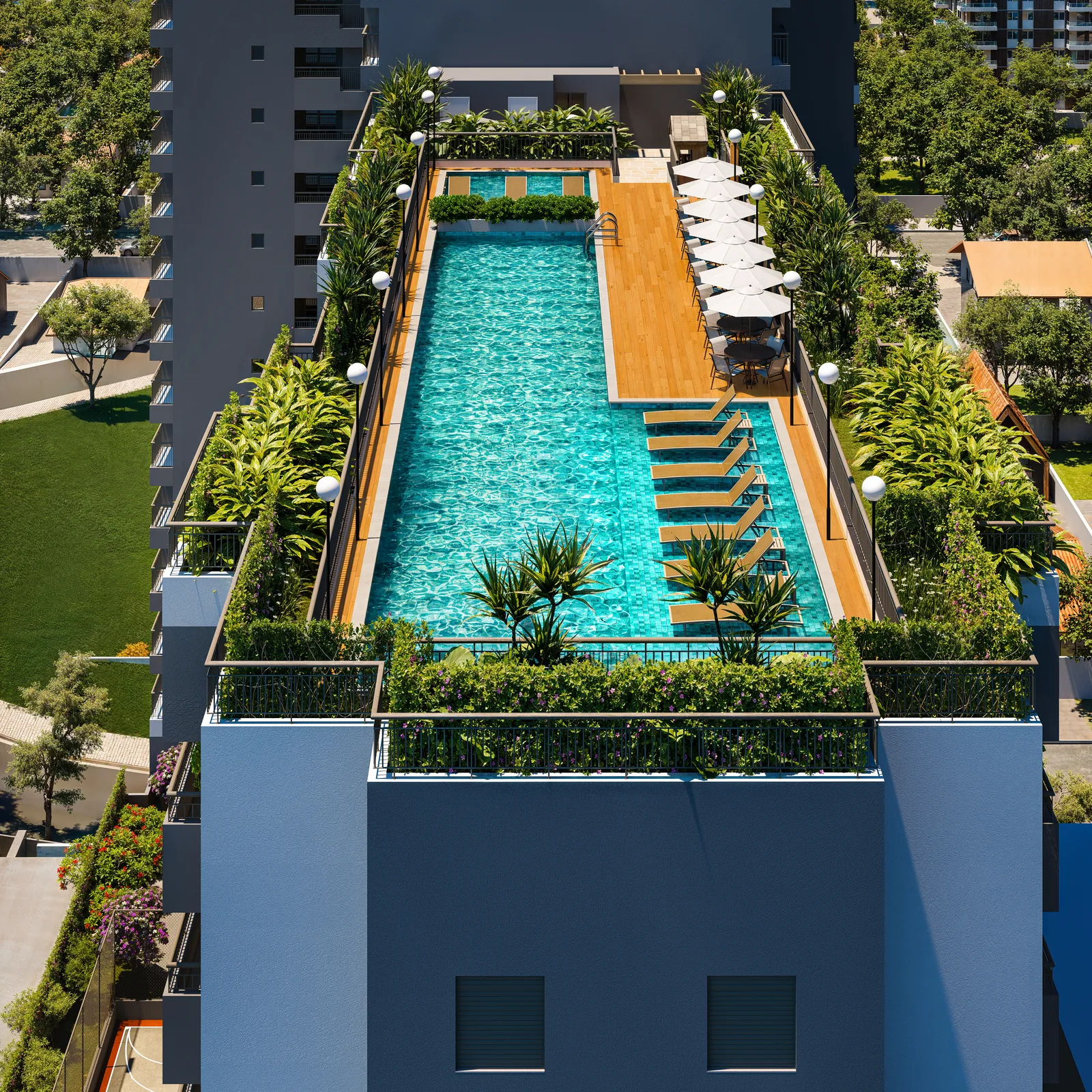 Voo sobre a piscina