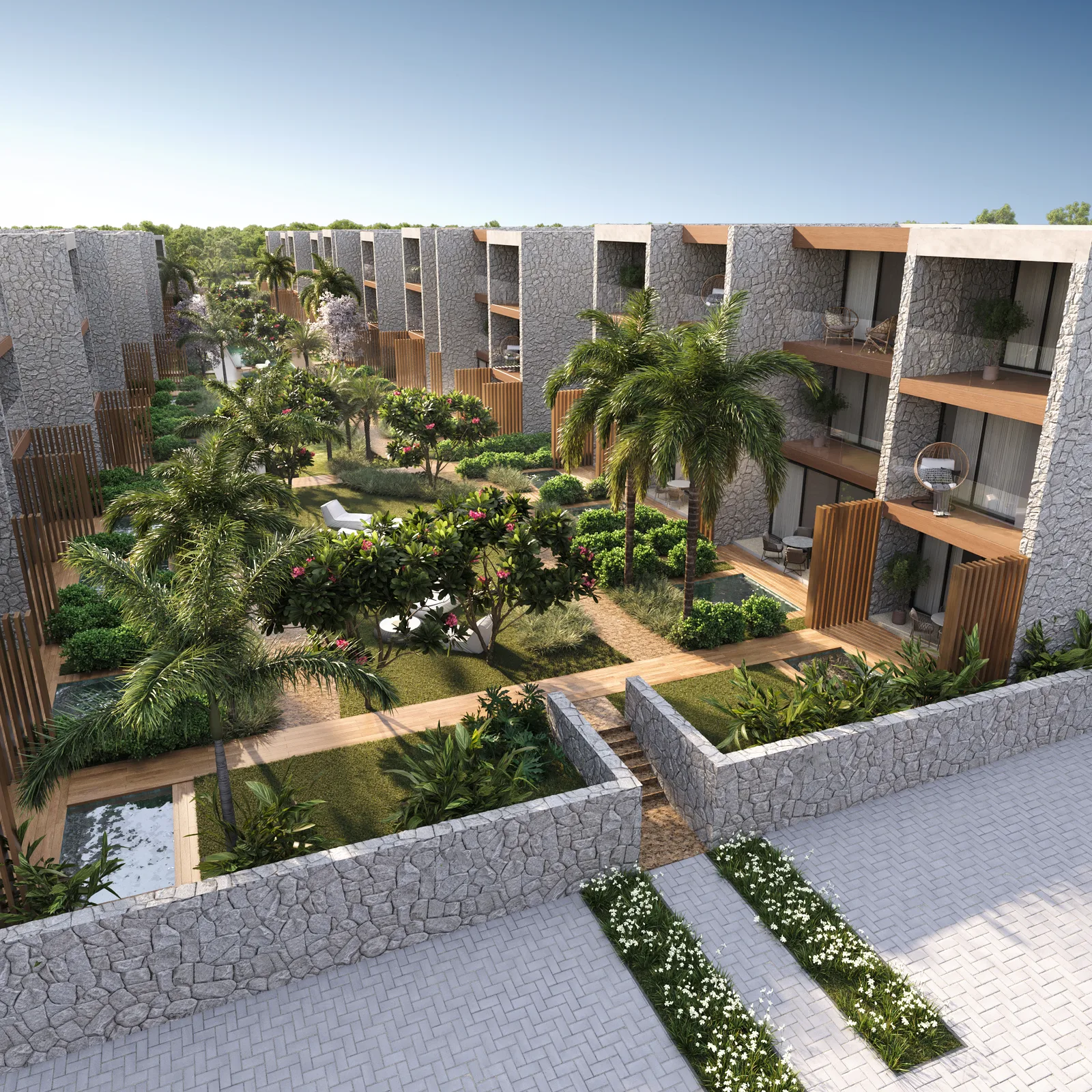 Voo de pássaro sobre a área residencial
